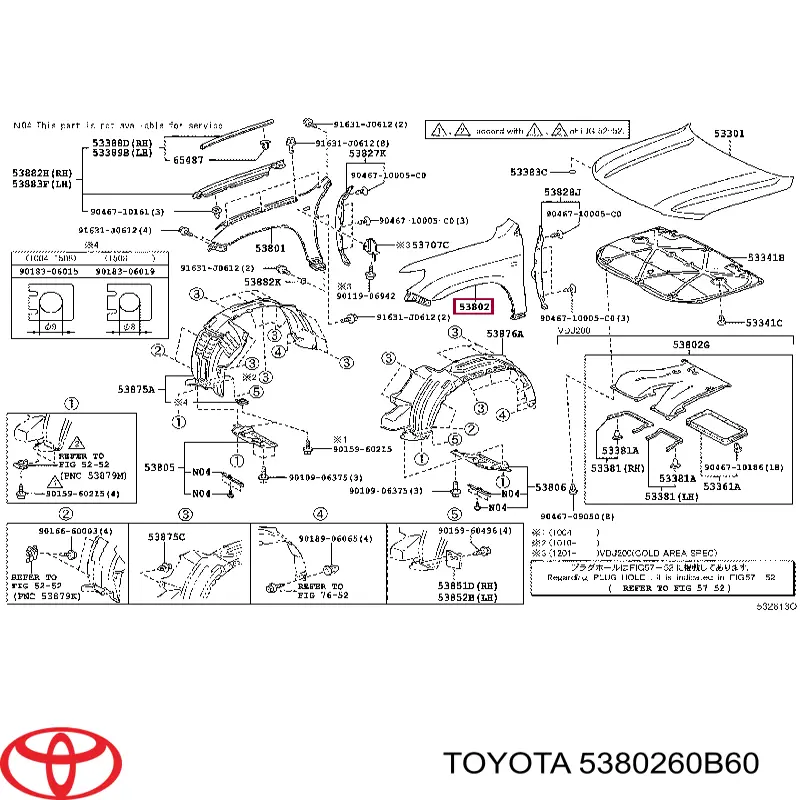 5380260B60 Toyota Aleta delantera izquierda