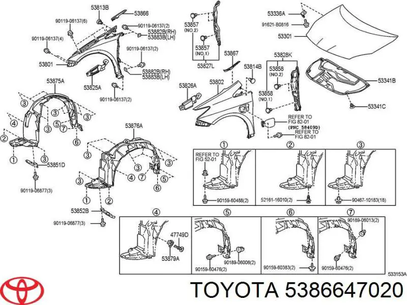 Listón embellecedor/protector, guardabarros delantero izquierdo para Toyota Prius (ZVW30)