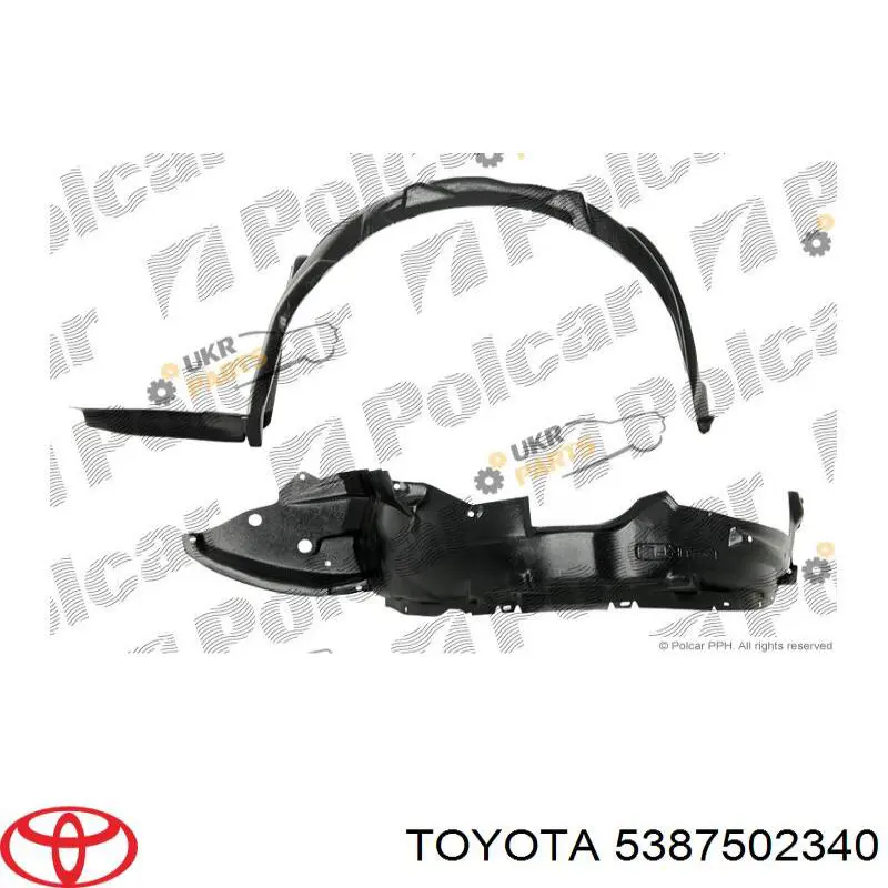 5387502340 Toyota guardabarros interior, aleta delantera, derecho