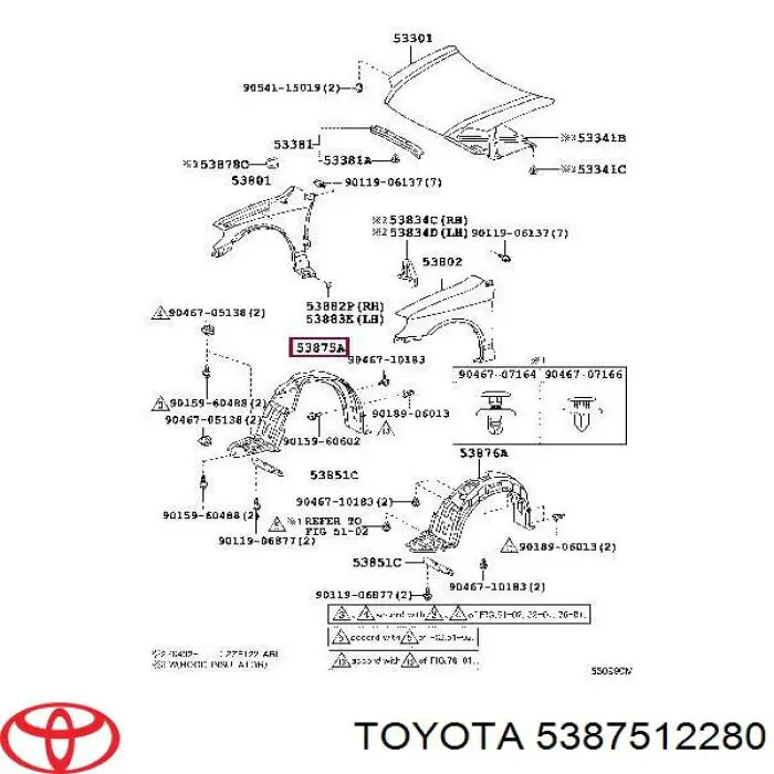Comprar 5387512280 Toyota Paso de rueda delantero derecho