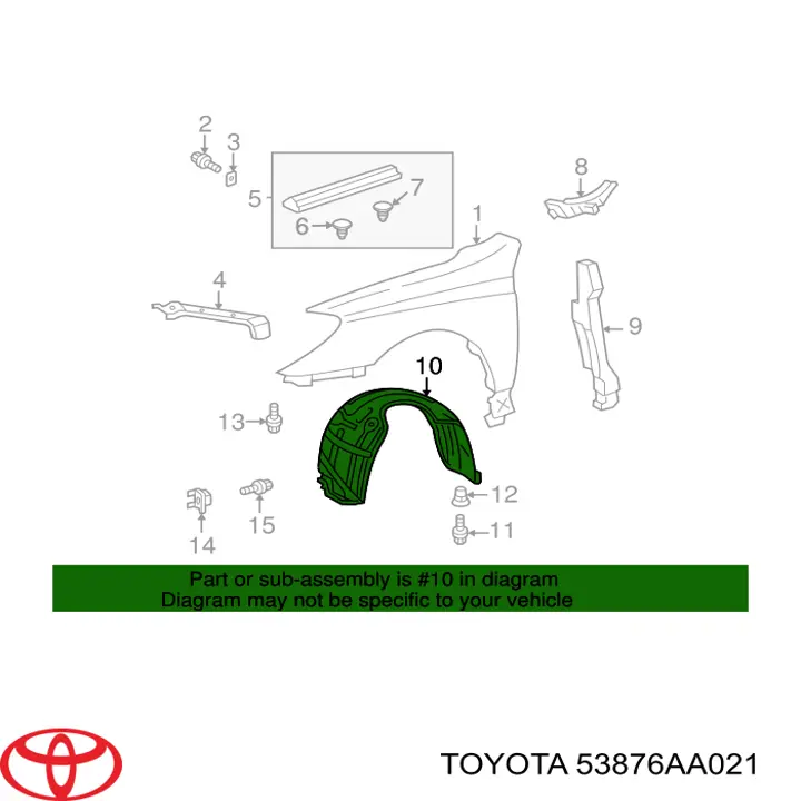 Guardabarros interior, aleta delantera, izquierdo para Toyota Solara (V3)