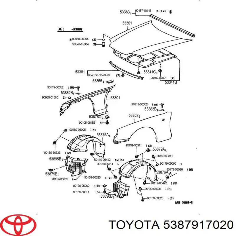 5387917020 Toyota soporte de parachoques delantero