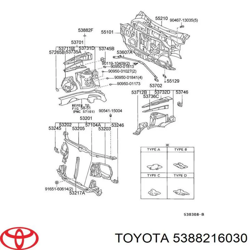 Sellado de guardabarros Toyota 5388216030 precio, desde 1,42 EUR