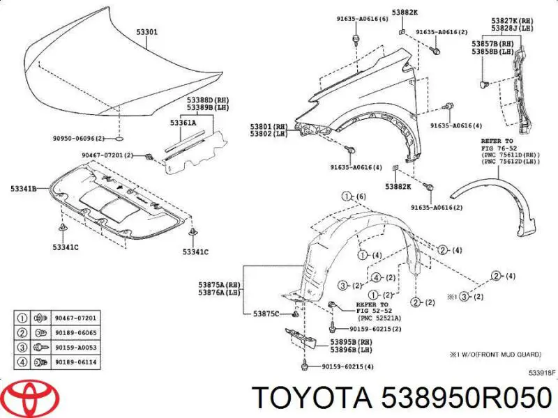 Faldilla de parachoques delantero derecha para Toyota RAV4 (A4)