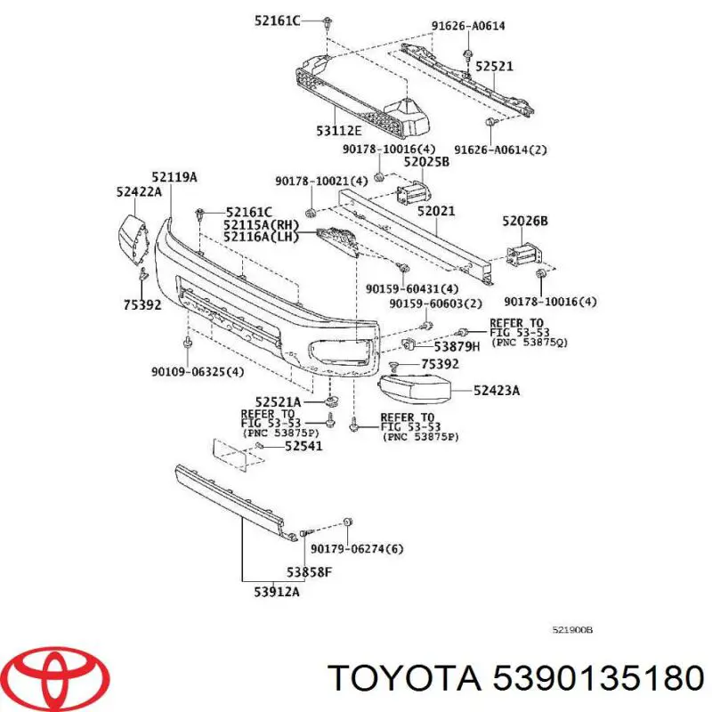 5390135180 Toyota protector para parachoques