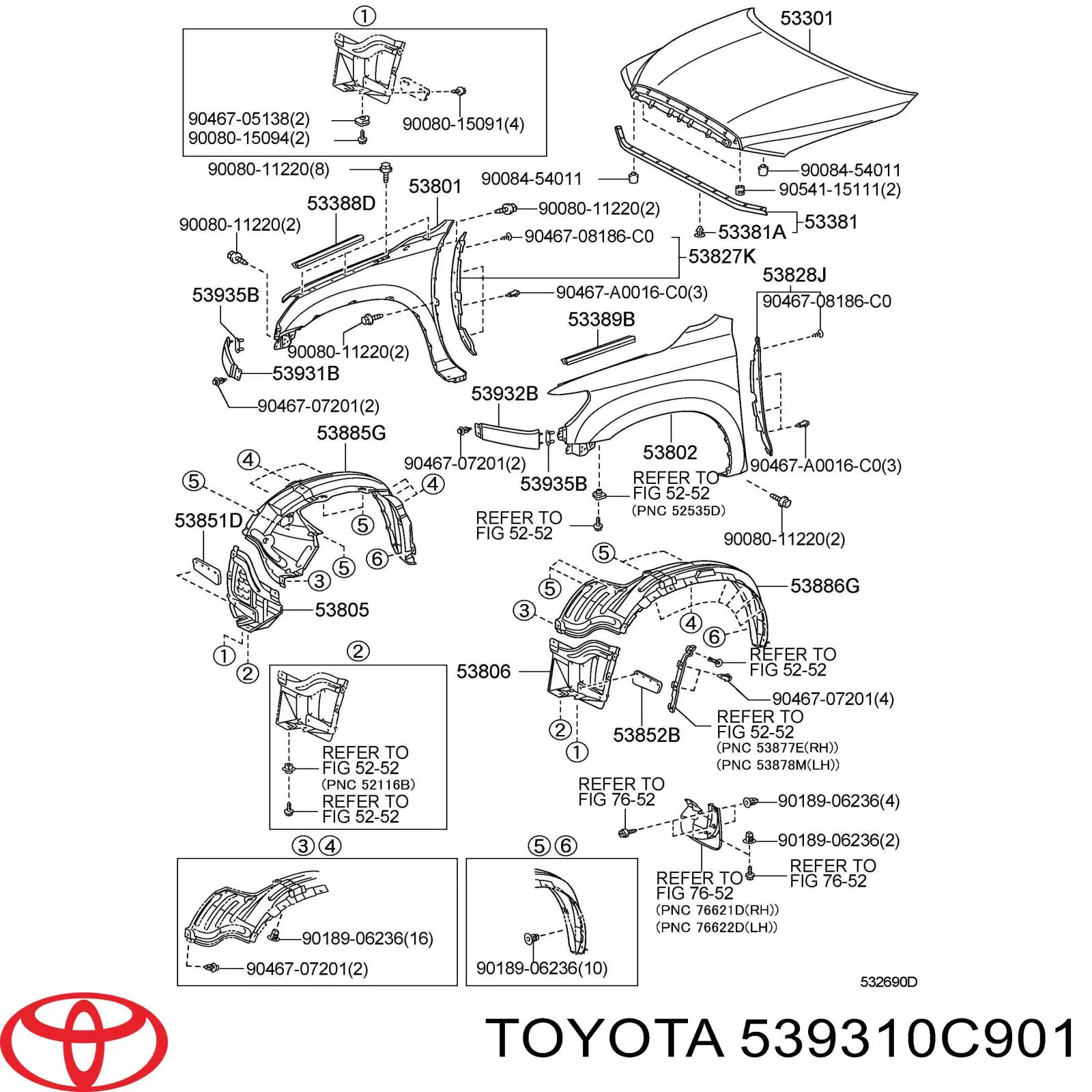 Cubierta Para Faro Inferior para Toyota Sequoia (K6)