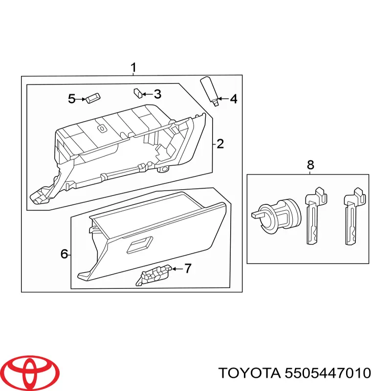 Amortiguador de tapa de guantera Toyota 5505447010 precio, desde 23,48 EUR