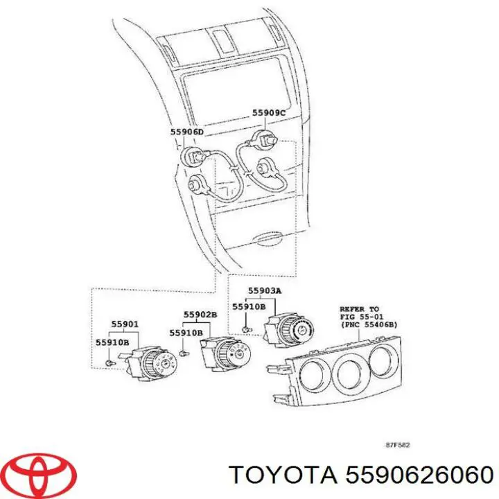5590626060 Toyota regulador flujo de aire, ventilador habitáculo