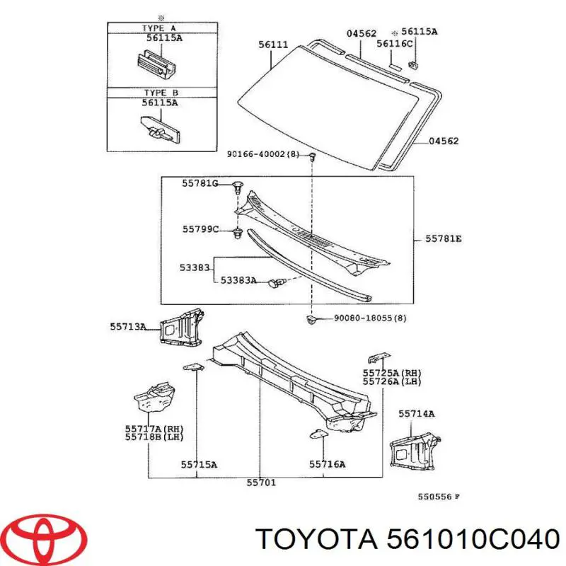 561010C040 Toyota parabrisas