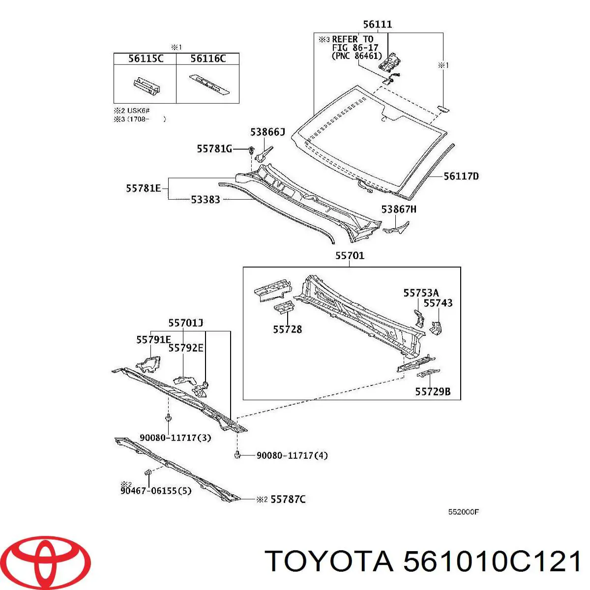 561010C121 Toyota parabrisas