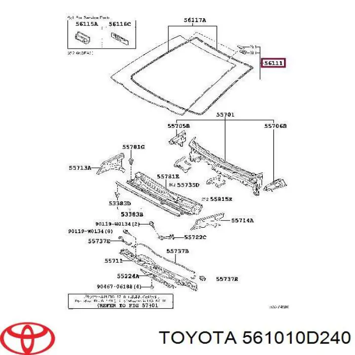 561010D240 Toyota parabrisas