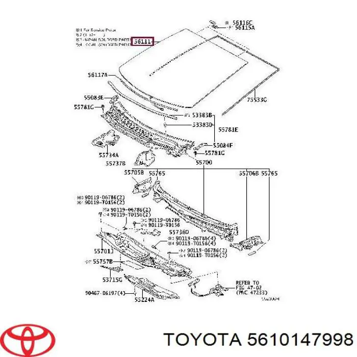 5610147909 Toyota Parabrisas delantero 
