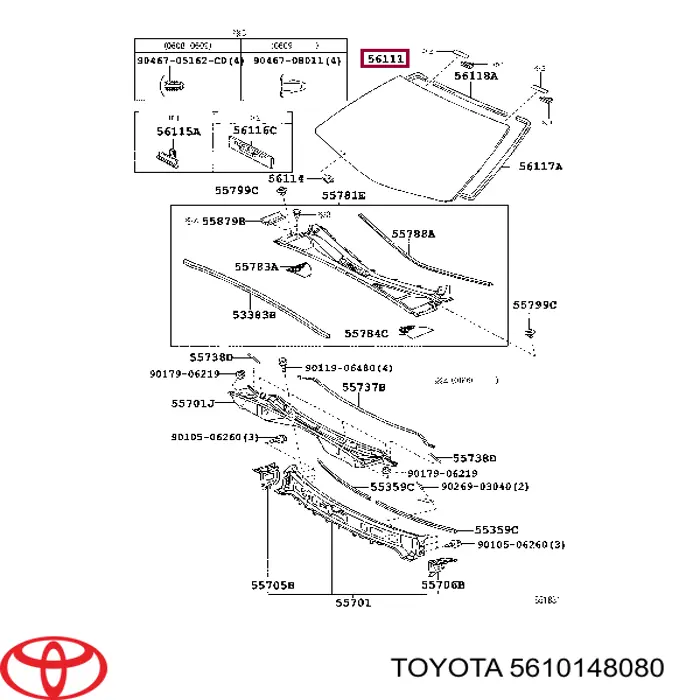 5610148202 Toyota Parabrisas delantero 