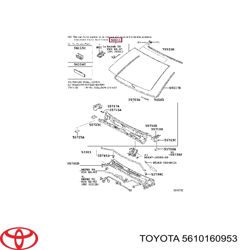 5610160953 Toyota Parabrisas delantero 