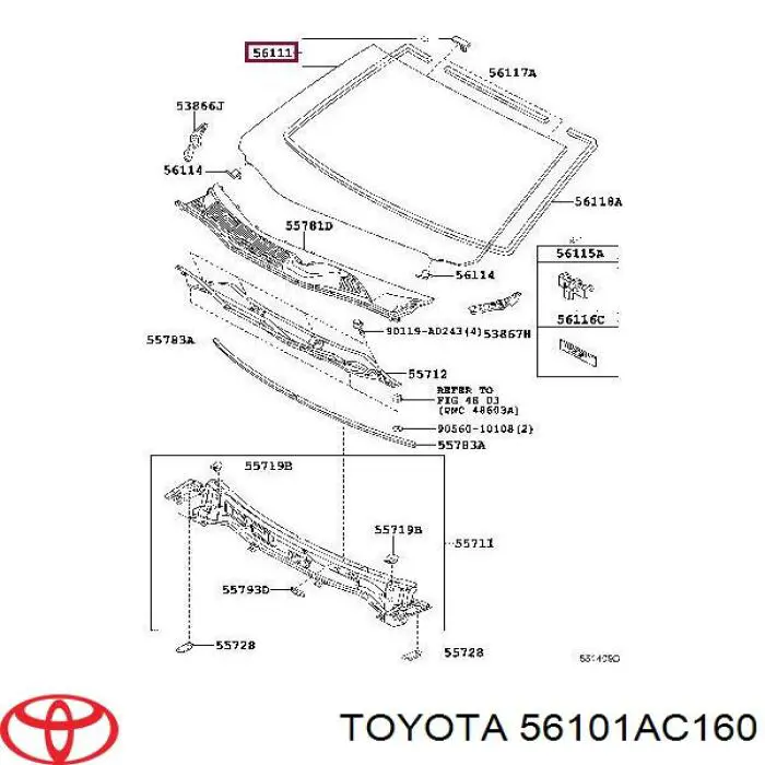 56101AC160 Toyota parabrisas