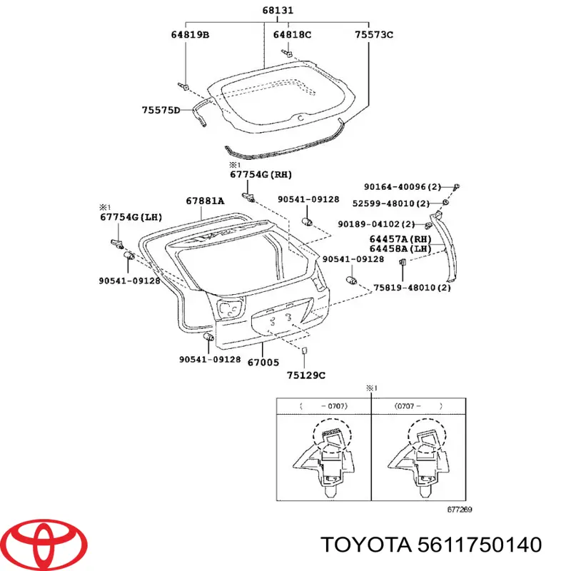 Moldura de parabrisas inferior Toyota 5611750140