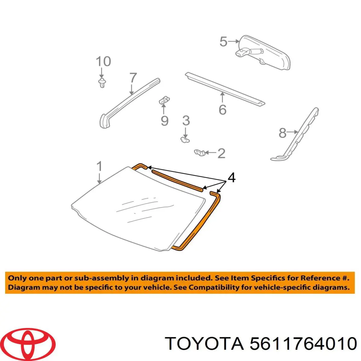 Comprar 5611764010 Toyota Sellador de parabrisas izquierdo/derecho
