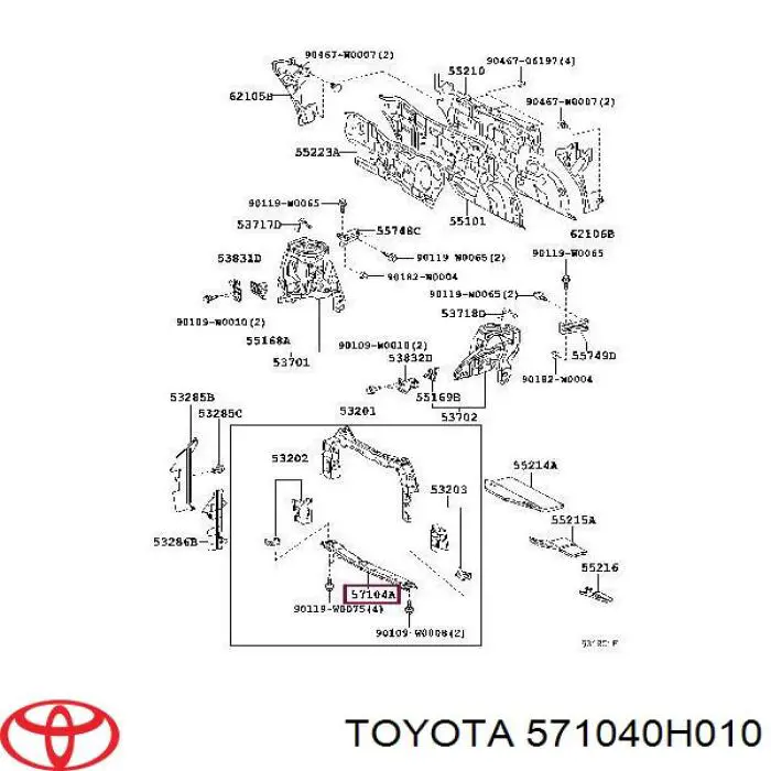 571040H010 Toyota paragolpes delantero