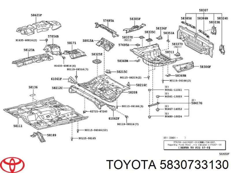 5830733130 Toyota panel del maletero trasero
