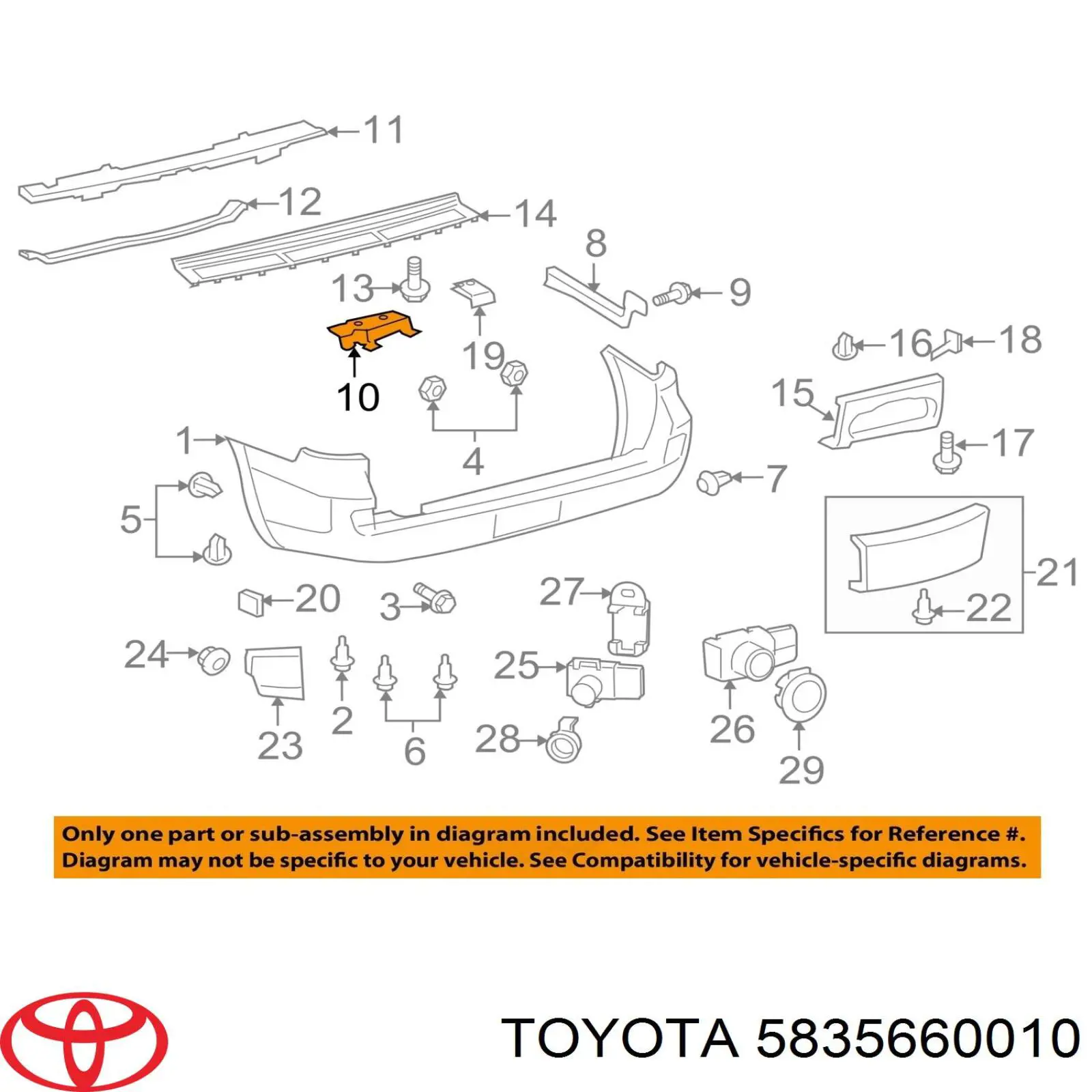 5835660010 Toyota soporte de parachoques delantero izquierdo