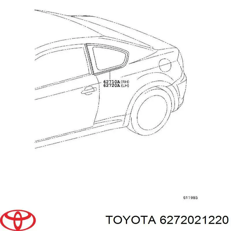 6272021220 Toyota ventanilla costado superior izquierda (lado maletero)