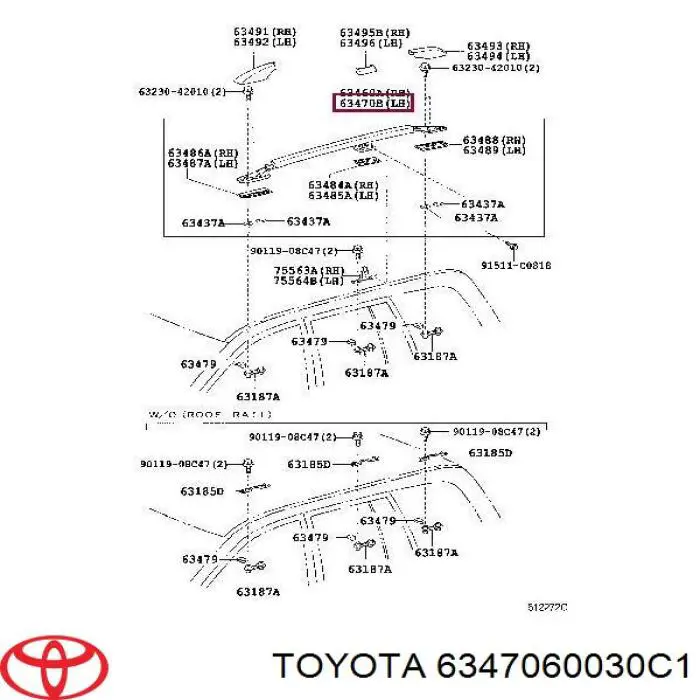 Barra de techo izquierda para Toyota Land Cruiser (J12)