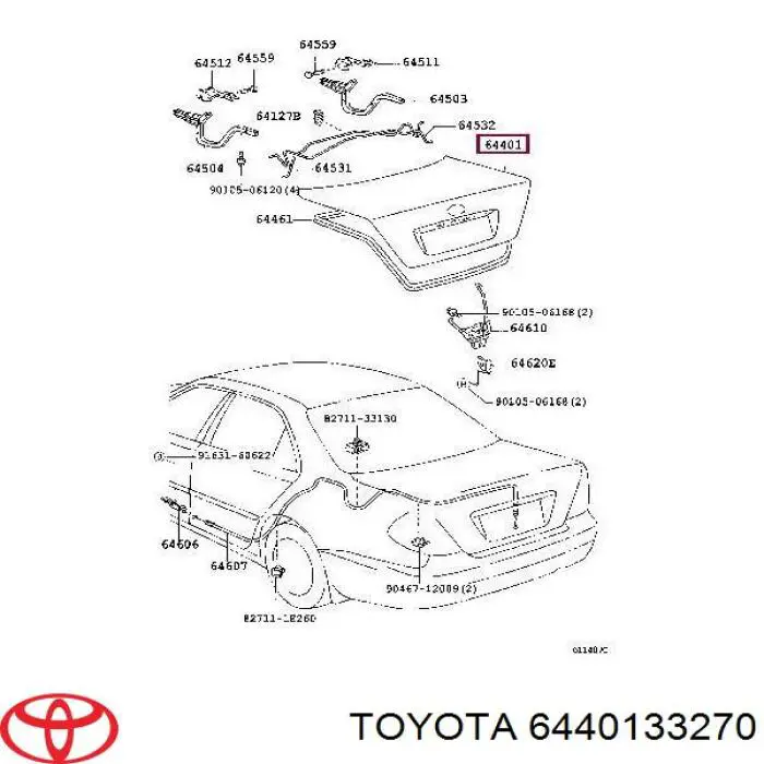 6440133270 Toyota tapa del maletero