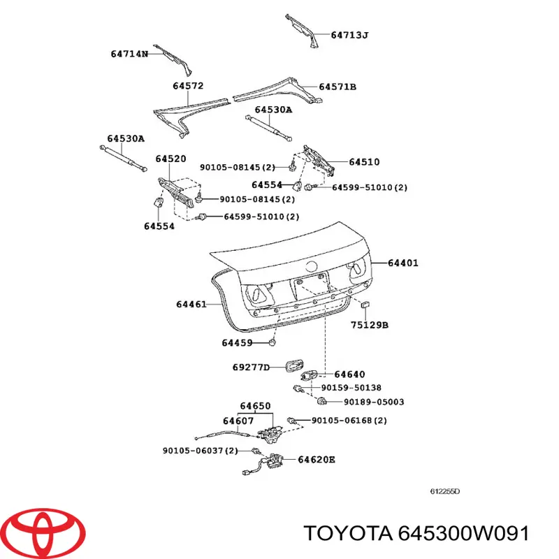 Comprar 645300W091 Toyota Amortiguador de puerta trasera