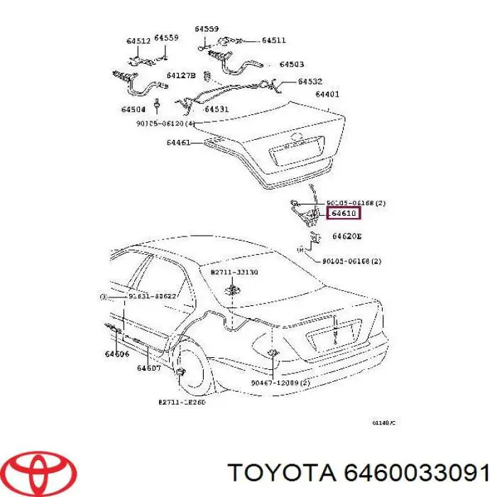 6460033091 Toyota cerradura de maletero