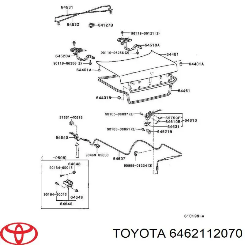 6462112070 Toyota cuña de cierre puerta de maletero