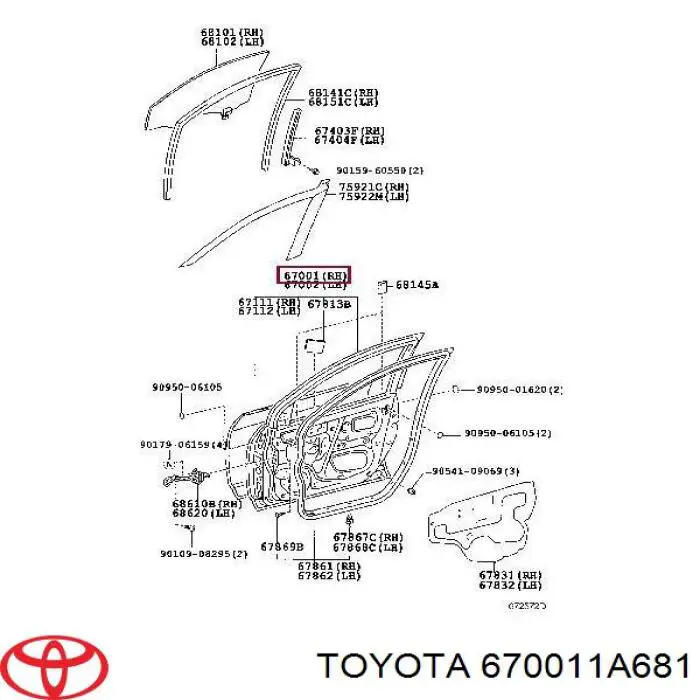 670011A620 Toyota puerta delantera derecha