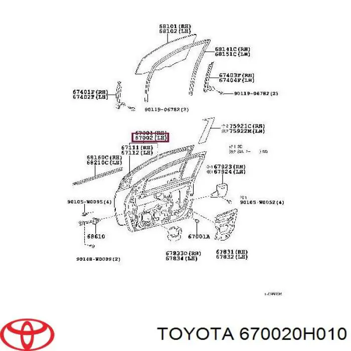 670020H010 Toyota Puerta delantera