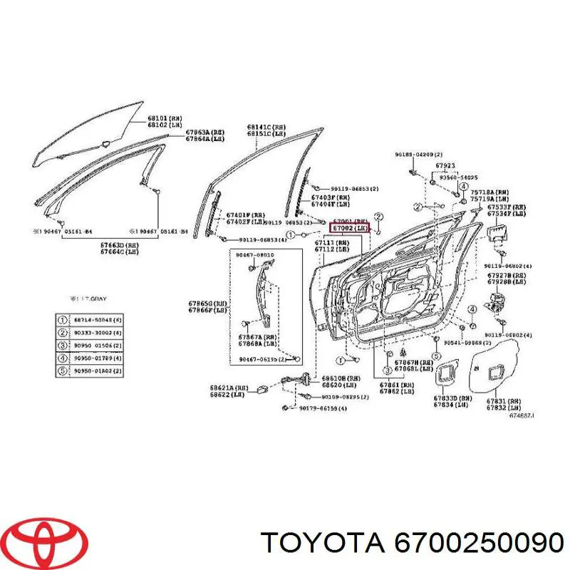 6700250081 Toyota puerta delantera izquierda