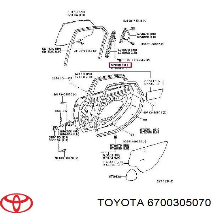 Puerta trasera derecha para Toyota Avensis (T22)