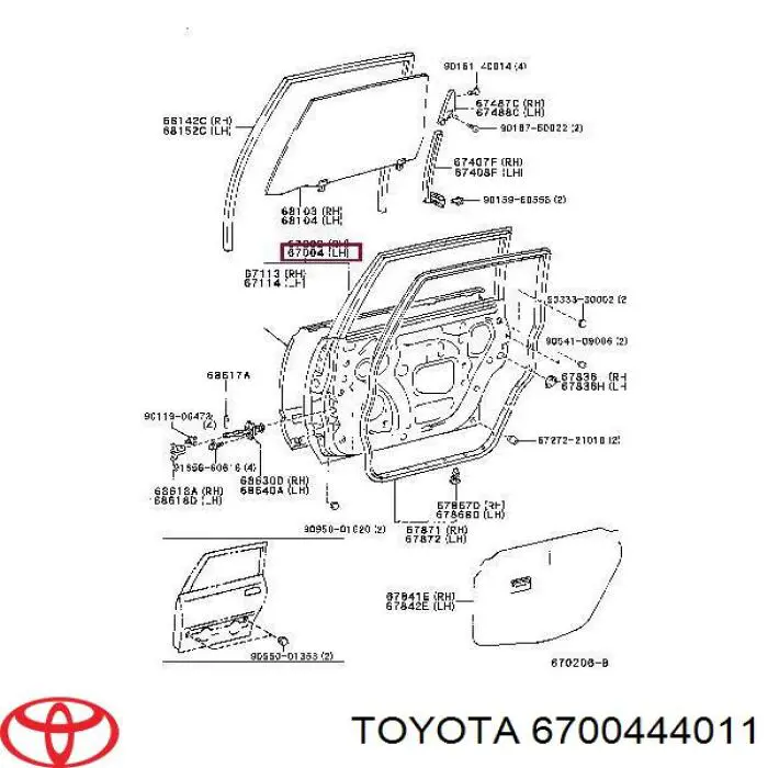 Puerta trasera izquierda para Toyota Picnic (XM1)
