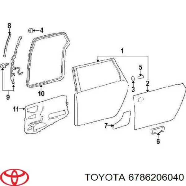 Comprar 6786233060 Toyota Junta de puerta delantera izquierda