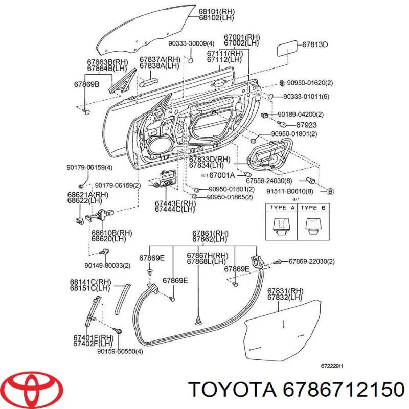 Comprar 6786712150 Toyota Clip de sujeción de moldura de estribo