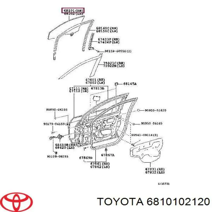 Luna de puerta del pasajero delantero para Toyota Corolla (E12U)