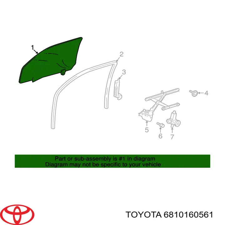 Luna de puerta del pasajero delantero para Toyota Land Cruiser (J200)