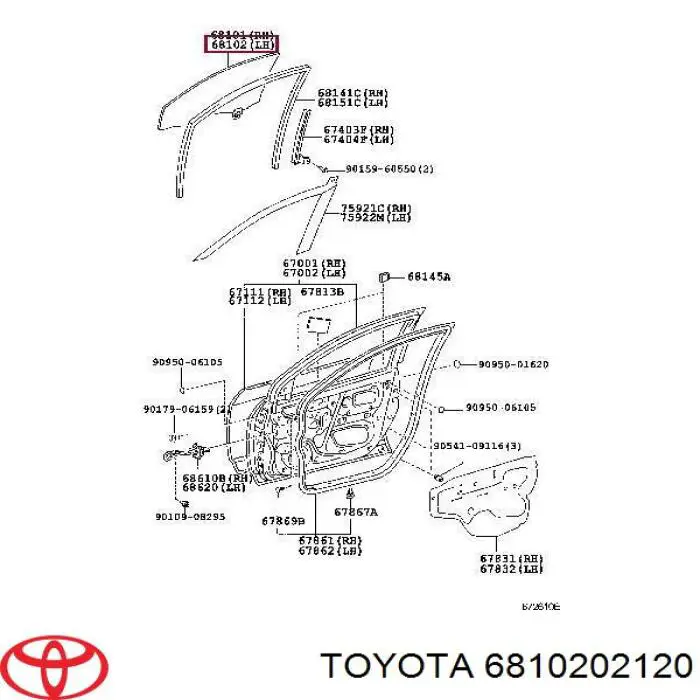 Cristal de puerta delantera izquierda para Toyota Corolla (E12U)