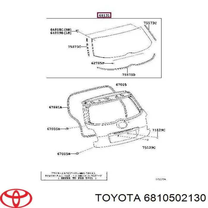 6810502130 Toyota luneta trasera