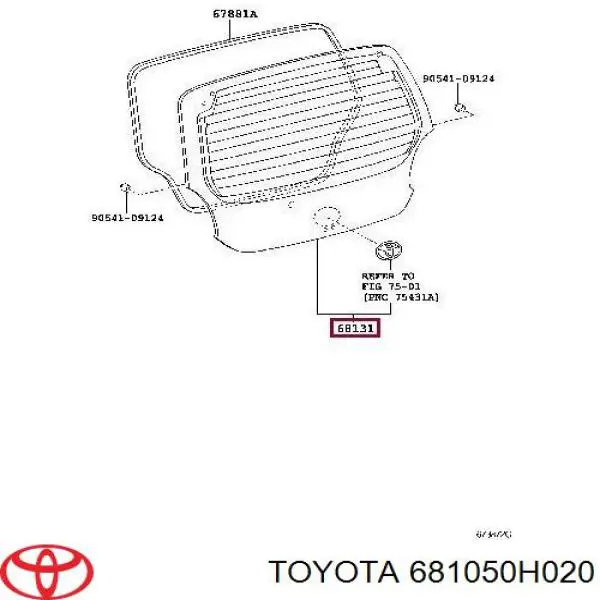 681050H020 Toyota Cristal de la puerta trasera