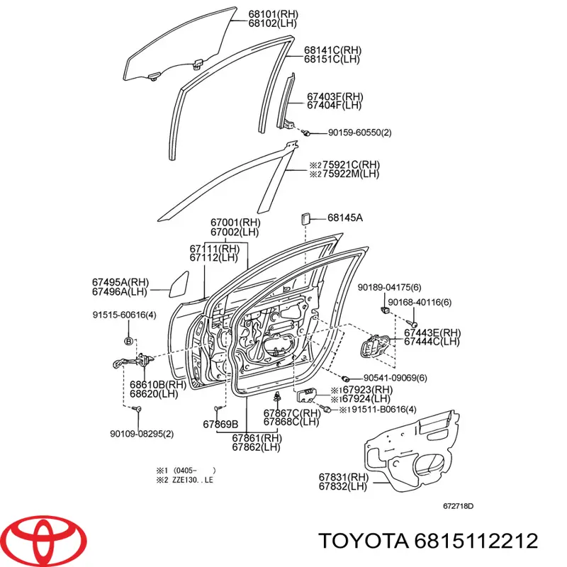 Guía de vidrio para el marco de la puerta delantera izquierda para Toyota Corolla (E12)