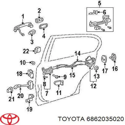 6862035020 Toyota asegurador puerta delantera izquierda