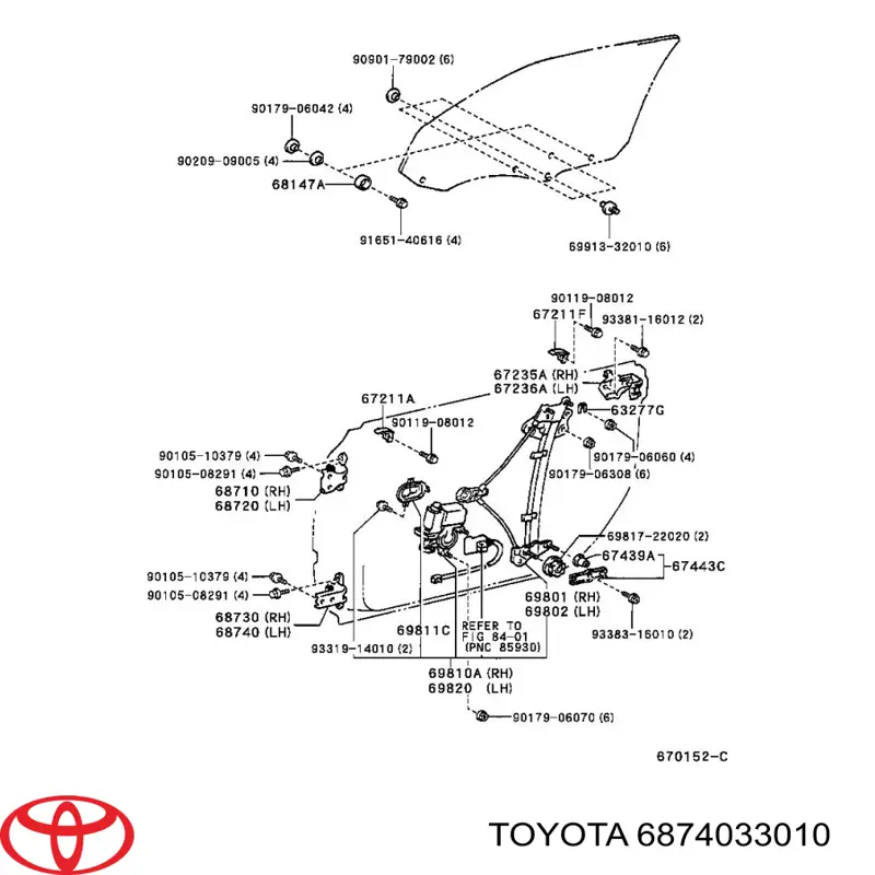 Bisagra de puerta delantera izquierda Toyota 6874033010 precio, desde 103,50 EUR