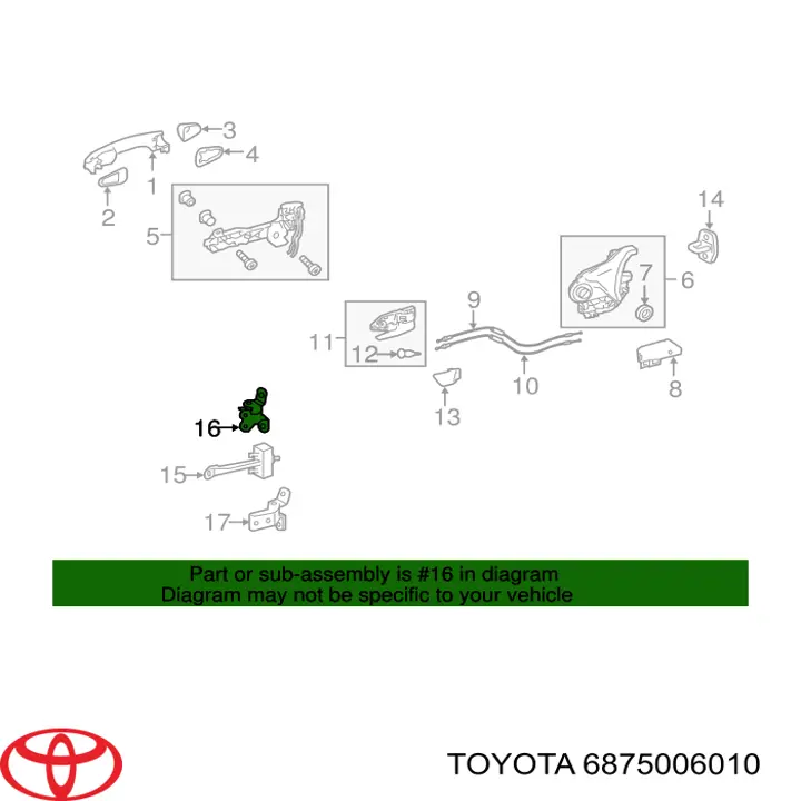 6875006010 Toyota bisagra de puerta trasera derecha