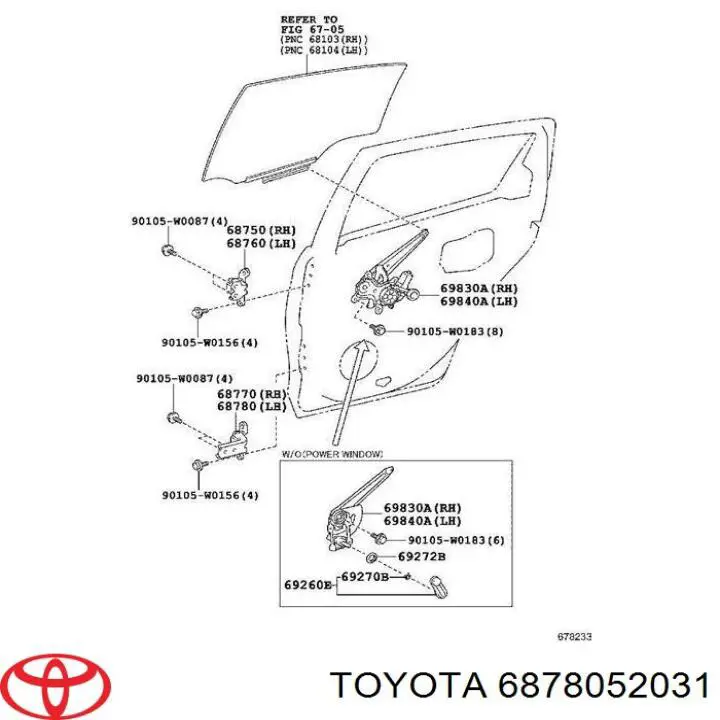Bisagra de puerta trasera izquierda Toyota 6878052031 precio, desde 24,38 EUR