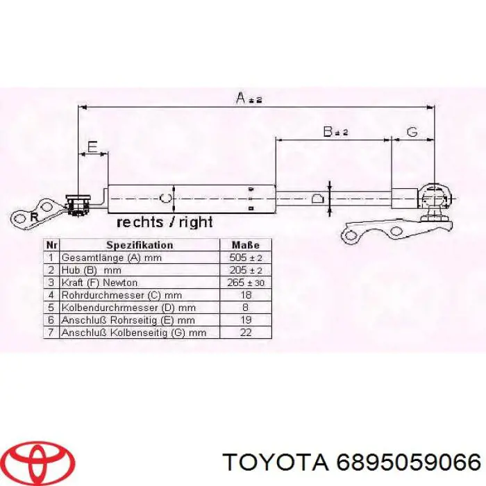 6895059066 Toyota amortiguador de maletero