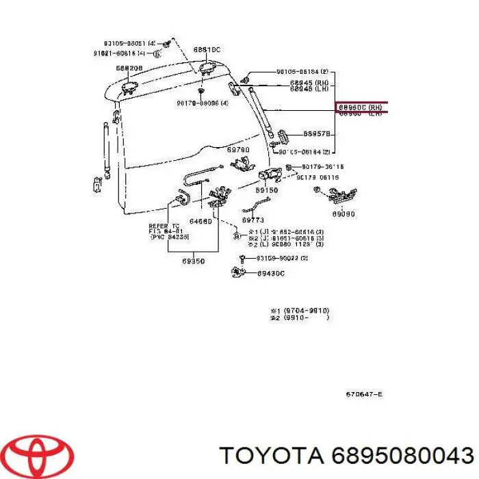 6895080043 Toyota amortiguador maletero