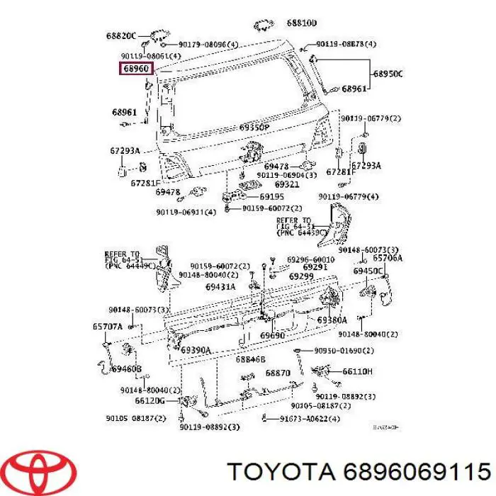 6896069115 Toyota amortiguador maletero